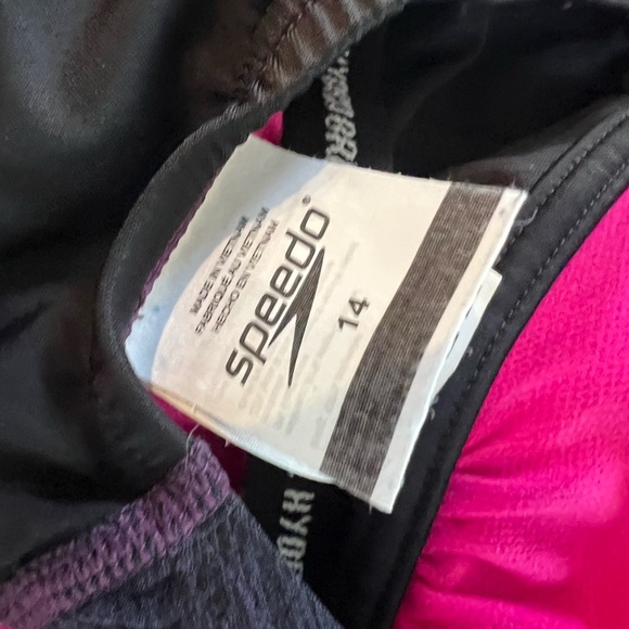 Speedo Black and Pink One Piece Racerback Swimsuit - Picture 4 of 5